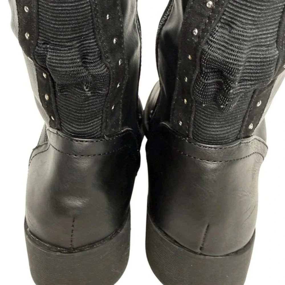 Primark Black Knee‑High Studded Womens Equestrian Riding‎ Boots 6 Biker Y2K Goth